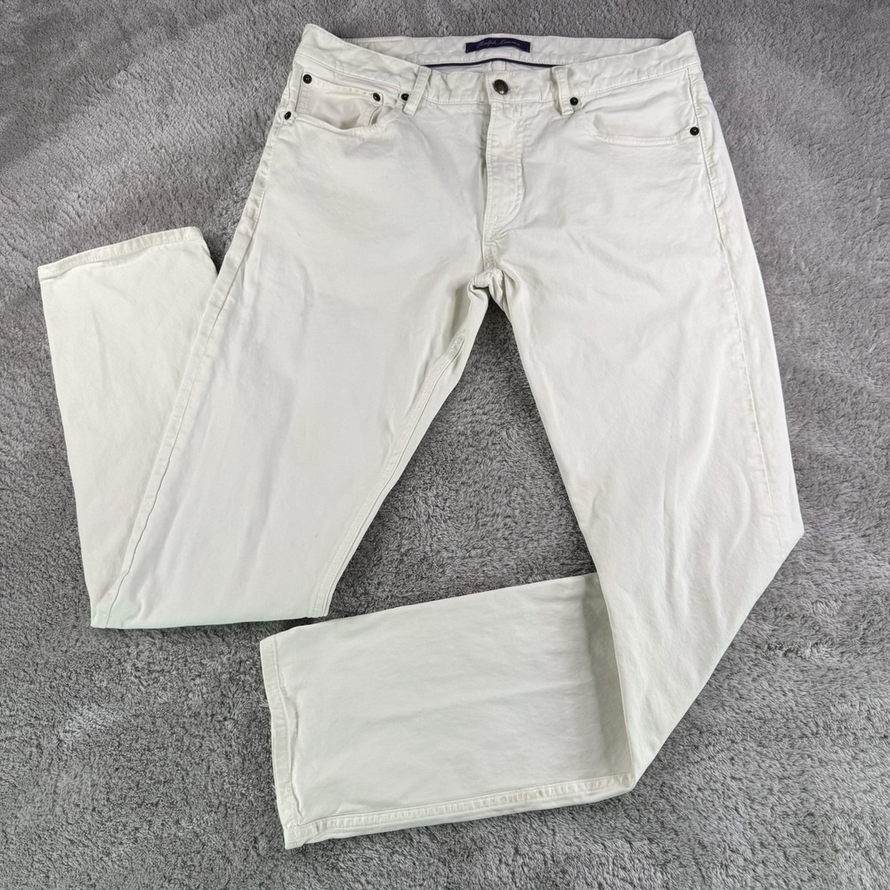 Ralph Lauren Purple Label Mens 34x34 White Jeans Slim Fit Luxury Denim Pants